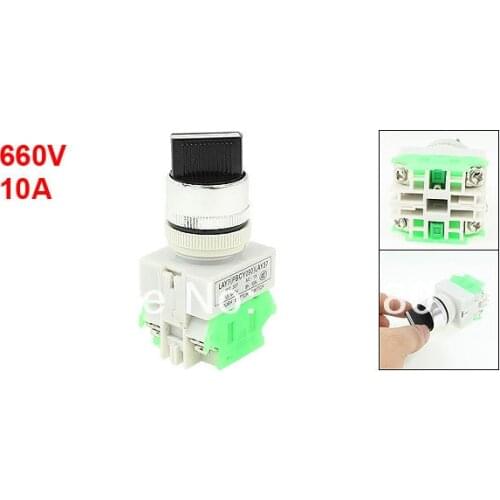 LAY7 AC 660V 10A 4 Screw Terminals Three 3 Positions Panel Mount Rotary Select Selector Switch 22mm 7/8" LA160-22A-20X3