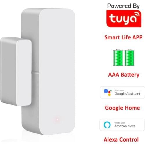Tuya Smart WiFi DC3V Wifi Wireless Window & Door Sensor Wifi Contact Magnetic Detector Smart Door Sensor Battery Not Included