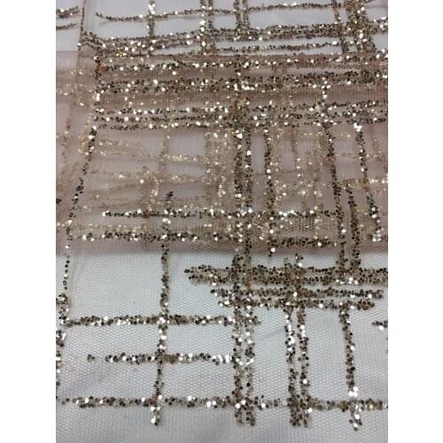 Fashion design rose gold glitter Sequins lace sequins african lace fabric Wholesale price glitter lace high quality