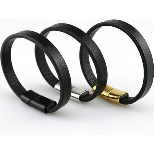 2021 new simple and fashionable DIY leather rope stainless steel high-grade CLASP BRACELET for men