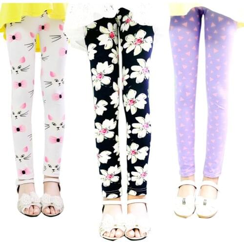 Autumn Girls Leggings Toddler Kids Milk shreds Pencil Pants Baby Clothes Print Floral Leggins Girl Skinny Elastic Waist Trouser