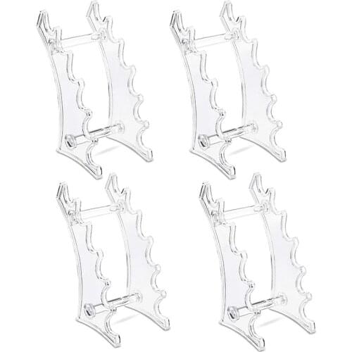 4 Pack Plastic Pen Holder Display Stand 6-Slots Pen Display Stand Eyebrow Pen Stand Makeup Brush Rack Organizer (Clear)