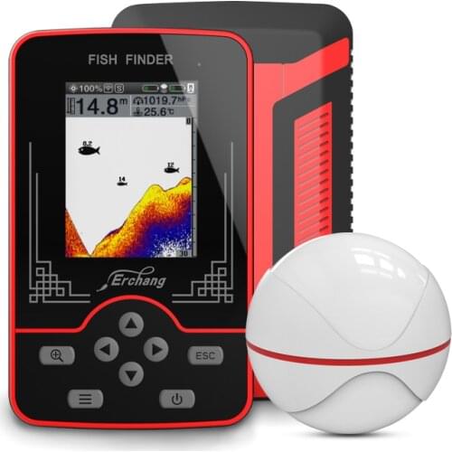 Portable Fish Finder Rechargeable Wireless Sonar For Fishing 60M Depth 100M Distance Echo Sounder With Air Pressure
