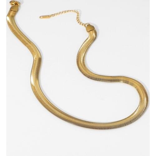 Gold Plated Stainless Steel Snake Chain Necklace Bracelets For Women 8mm Choker Necklace Stacking Jewelry