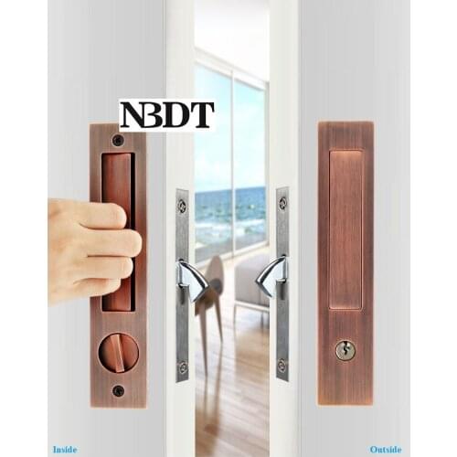 Rectangle Mortise Lock Flush Finger Pull Spring Dust Cover Thumbturn Bedroom Bathroom Pocket Sliding Door Gold Matte Black