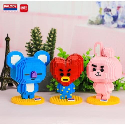 Pink Rabbit Mini Bricks Micro ABS Cartoon Animal Blue Koala Plastics Particle Building Blocks LOVE Model Toys For Children Gift