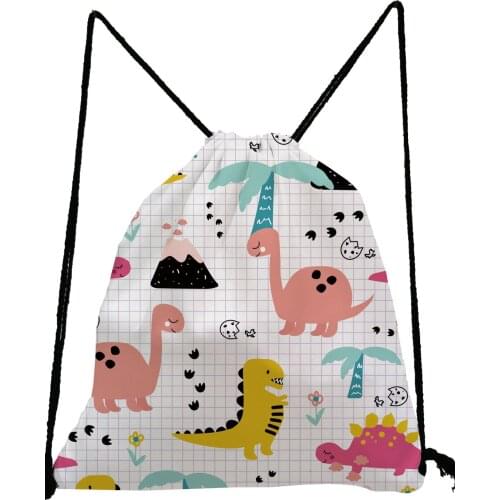 Dinosaur Drawstring Backpack Sports Gym Bag For Women Men For Yoga Swimming Travel Storage Bag Cartoon Child Mini School Bags