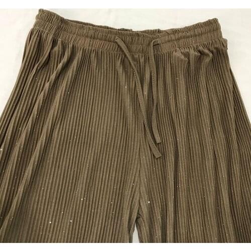 High Waist Wide Leg Pants Loose Pleated Pants Thin Cool Casual Pants 2021 Summer New Womens Pants Elastic