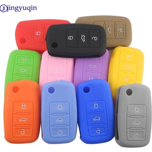 Jingyuqin 3B Silicone Car Key Cover Case For VW Golf Bora Jetta POLO Passat Skoda Superb Octavia Fabia SEAT Ibiza Leon Procted