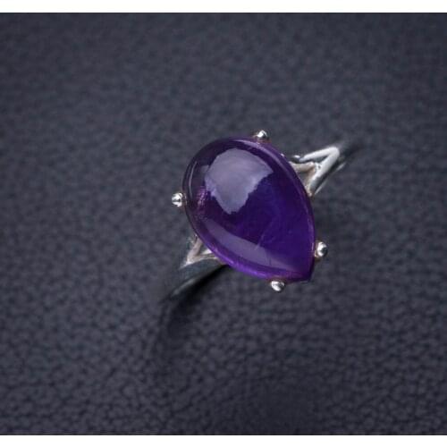 StarGems Natural Amethyst Handmade 925 Sterling Silver Ring 8.75 D7932