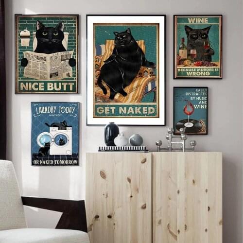 Mental Black Cat Poster Your Butt Napkins Wall Art Canvas Painting Print Wall Picture For Home Room Decor (No Frame)