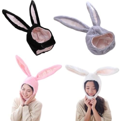 Funny Plush Bunny Ears Hood Hat Rabbit Eastern Cosplay Costume Headwear Props