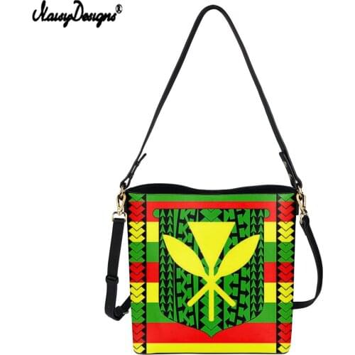 NOISYDESIGNS New Fashion Kanaka Tribal Maori Print Leather PU Bucket Bag for Woman Handbag Luxury Female Crossbody Shoulder Bag