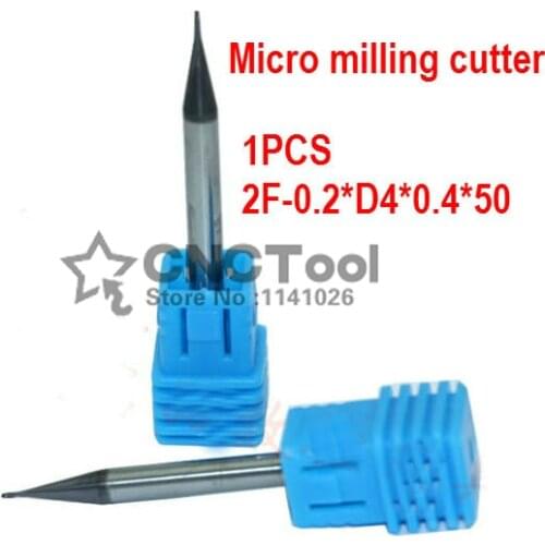 1PCS 2F-0.2*0.4*4*50 ,0.2mm Micro Grain Tungsten Carbide Square End Mill 2 flutes HRC55 CNC Milling Cutters Router Bits