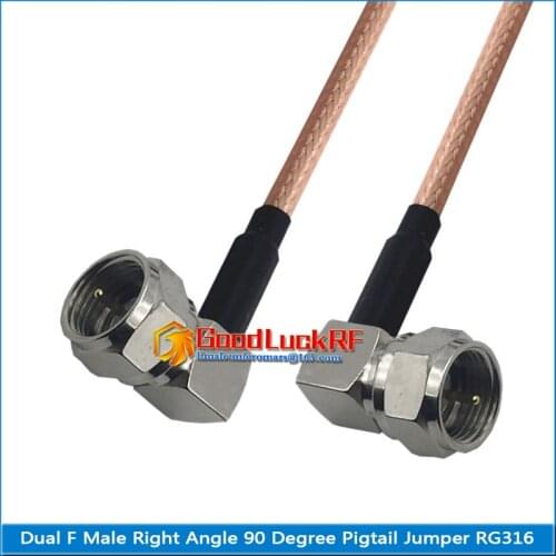 1X Pcs F Male Right Angle to F Male 90 Degree Plug Pigtail Jumper RG316 Cable 50 ohm Low Loss Dual F Male High-quality