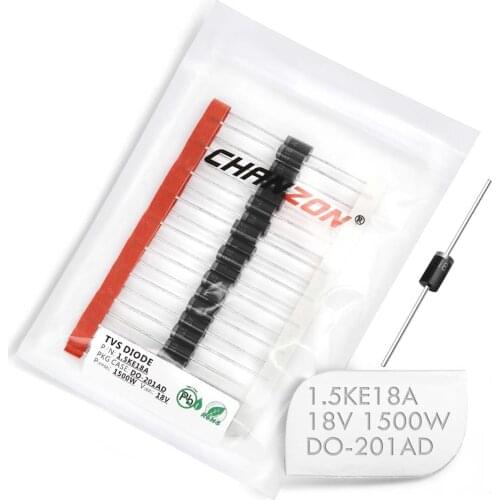 20 Pcs) TVS Diodes 1.5KE18A 1.5KE18 1500W 18V DO-201AD (DO-27) Unidirectional Channel 1500 Watt 18 Volt