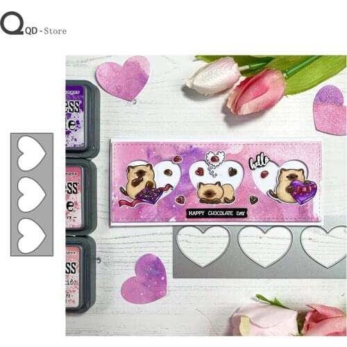 2021 New Hollowed Heart Shape Frame Cutting Dies Stamps Dies Scrapbooking Mold Cut Handmade Tools DIY Craft Decoration Metal Die