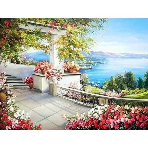 3d square Diamond mosaic Full Diamond embroidery Lake scenic Diy Diamond painting landscape Living room painting Garden corridor