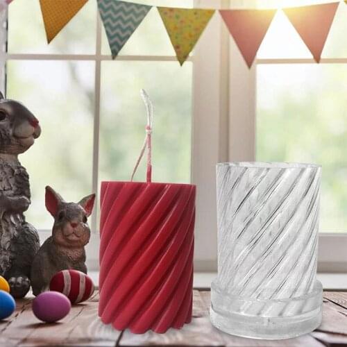 3d Twisted Cylindrical Candle Silicone Mould Diy Spiral Plaster Rotating Screw Rod Mold Handmade Soap Making Home Decoration