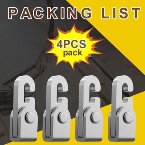 Automatic Lock Hook Self-locking Free Knot Easy Tighten 4pcs Rope Accessories With 1pc 6m Tent Hooks For Camping Kit Rope E7x9