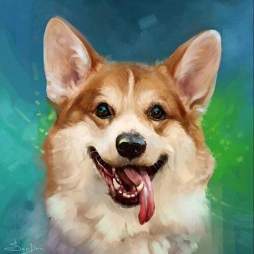 YI Bright full Square/Round Diamond Painting Animal Cute Dog Corgi Diamond Embroidery Cube Decorate Rhinestones Gifts