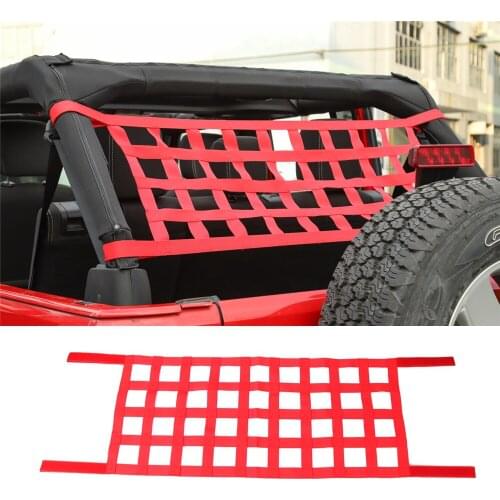 Car Roof Rest Bed Net Hammock Top Cargo Net Cover for Jeep Wrangler TJ JK JL Gladiator JT 1987-2021 Car Interior Accessories Red
