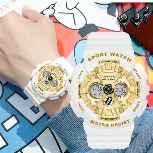 SANDA 50M Waterproof Men Women Digital Watch Sports Dual Display Wrist Watch For Male Female Clock relogio feminino Digital 2021