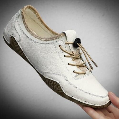 Breathable Genuine Leather Shoes Men Loafers Octopus Casual Leather Shoes Soft Driving Shoes Men Flats Walking Lace-Up Footwear