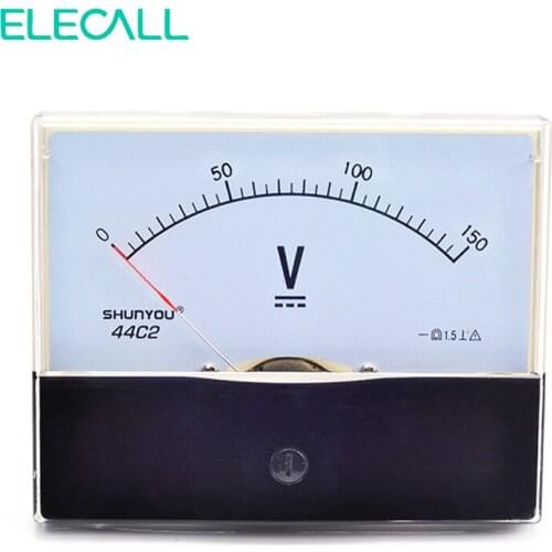 ELECALL Analog DC Voltage Plastic Shell Test Instrumentation 44C2 150V Voltmeter Voltage Panel Meter