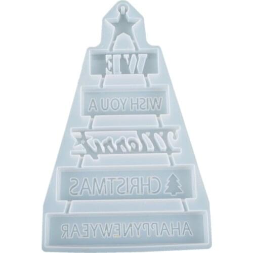 Christmas Tree Shape Decoration Mold Epoxy Glue Silicone Mold Table Soft Ceramic Plaster Ornament Pendant Home Decor