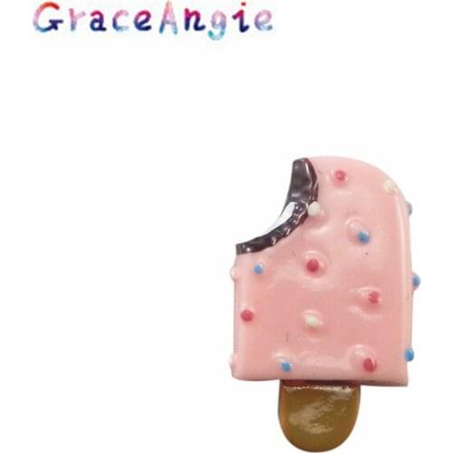 GraceAngie Resin 10pcs/pack Cute Pink Color Delicious Ice Cream Gourmet Style Jewelry Accessories DIY Food Street Decorations
