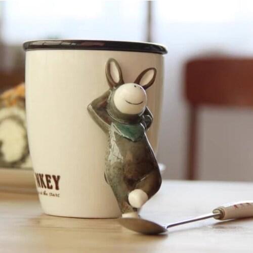 Ceramic Mark Cup стакан Cute Breakfast Milk Coffee Drinking Female Male Couple Creative Personality Spoon Cartoon with Cover