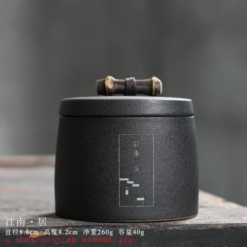 Ceramic Chinese Tea Box Black Airtight Teaware Container Tea Box Organizer Coffee Sugar Storage Jars Caja Para Te Kitchen ED50TB