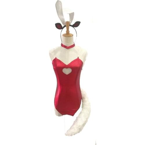 LOL the Nine-Tailed Fox Ahri Uniforms Bunny Girls Cosplay Costume with ears and tail Custom made