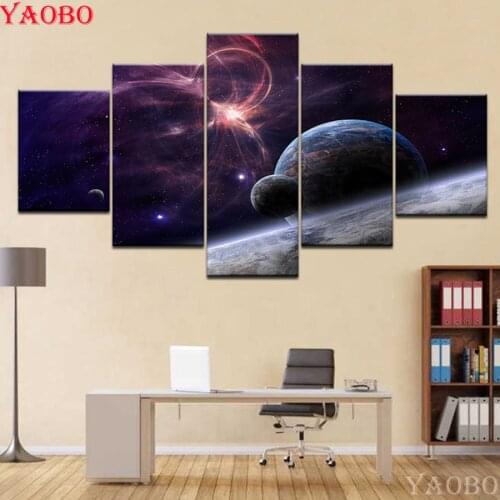 5 pcs set 5D DIY Diamond Painting Rhinestone Embroidery Diamond Mosaic Universe landscape Christmas Decoration for home 2019 New