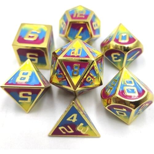 Dice Set Metal Dice Polyhedral D&d Dice Rpg MTG DND Dungeon And Dragon Rainbow Dice D4 D6 D8 D10 D12 D20 Role Playing Game