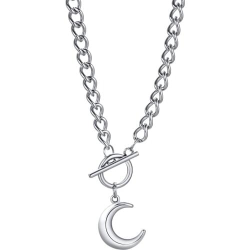 New Crescent Moon Phase Necklace Pendant Dainty Toggle Chain Minimalist Simple Boho Jewelry Mothers Gift