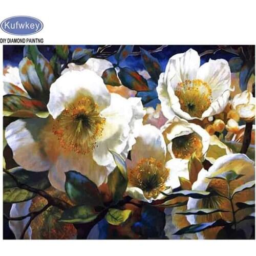 Full,Diamond Painting"white flower",wall sticker Diamond Embroidery,5d,DIY,Cross Stitch,Diamond Mosaic,Needlework,home decor