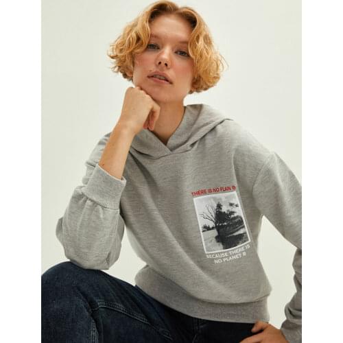 LCW CASUAL Hood Collar Printed Long Sleeve Women 'S Sweatshirt Trend, cotton, polyester, style, fashion