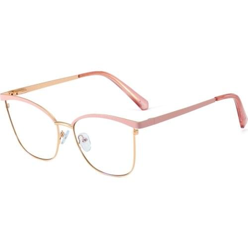 Veshion Gold Metal Eyeglass Frames Women Clear Lens Pink Cat Eye Female Blue Light Glasses for Computer Fashion Accessories