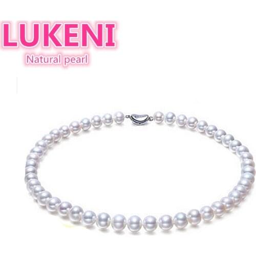 High quality natural Nearly round pearls necklace Fashion pearl jewelry For women Moms birthday gift Free shipping