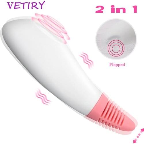 Tongue Vibrator Clitoris Stimulator 2 in 1 Flapping Suction Vibration Female Masturbation Sex Toys for Women G-spot Massage