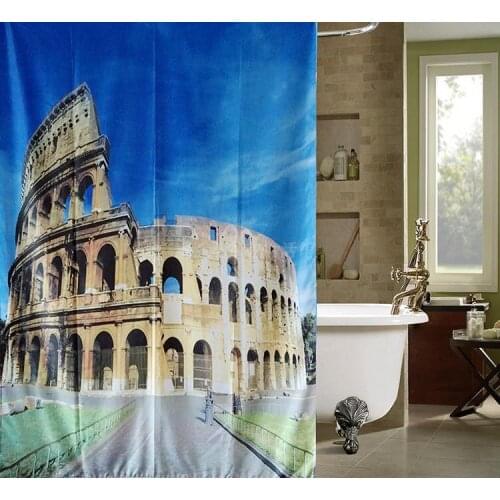 Unique Design Custom Black and white roman forum Colosseum Shower Curtain Bathroom decor waterproof shower curtains