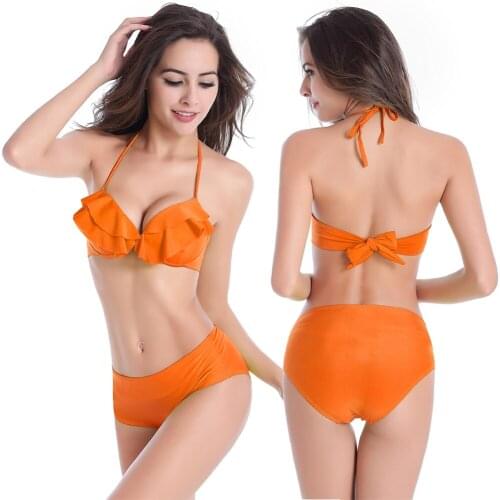 Womens Separate Swimsuits Push Up Brazilian Bikinis Solid Color High Waist Thong Biquini Set Cover Up Beachwear Bathing Suit