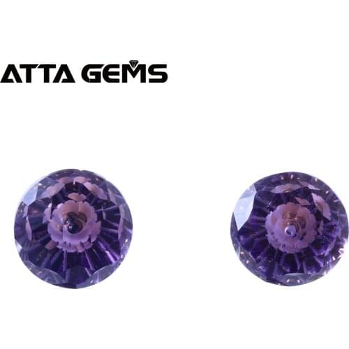 Natural Amethyst 18K Rose Gold Stud Earring for Women 5.08 Carats Natural Crystal Earrings Simple Design Real Gold Jewelry