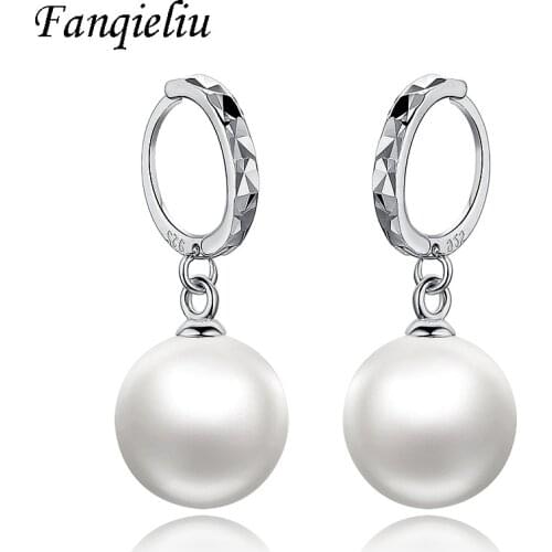 Fanqieliu Ladys Pearl Earring Solid Sterling 925 Silver Drop Earrings For Women Best Gift Anniversary Jewelry Earrings FQL20371