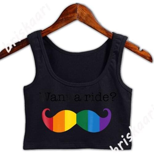 Want A Ride Gay Pride Mustache Gay Flag Crop Top Fashion Spring Gift Tops Letters Euro Size S-3xl Customize Novelty Vest