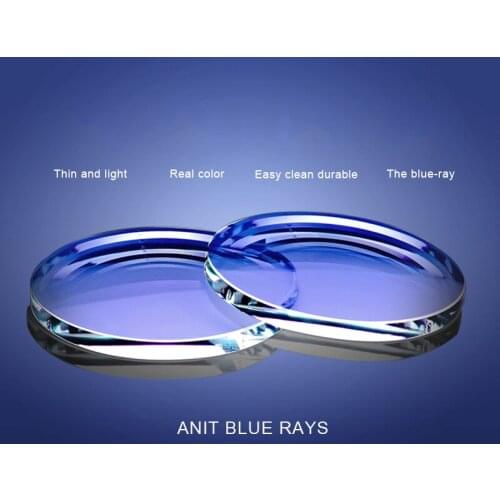 1 Pair 1.56 1.61 1.67 1.74 Anti Blue Light Blocking Prescription Glasses Lenses Myopia Hyperopia Anti-scratch Anti-reflection
