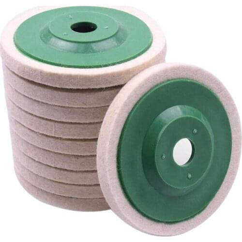 10Pcs 100Mm 4 Inch Wool Buffing Round Polishing Wheels Pads Polisher Wheels for Copper Iron&Aluminum Metal Polishing Tools