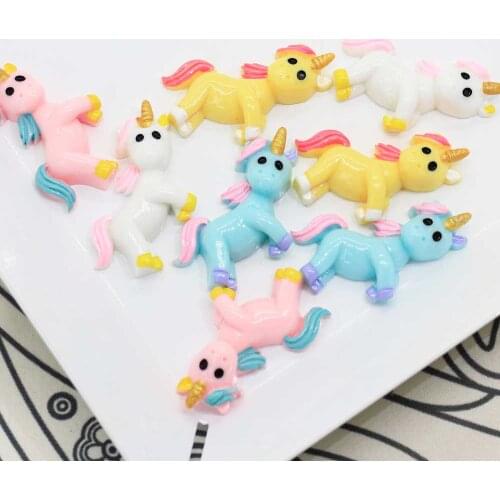 100/50pcs 36*25MM Mixed Colors Resin 3D Corn Cabochons Flatback Little Pony Corn Horse Cabochons Resin Fillers